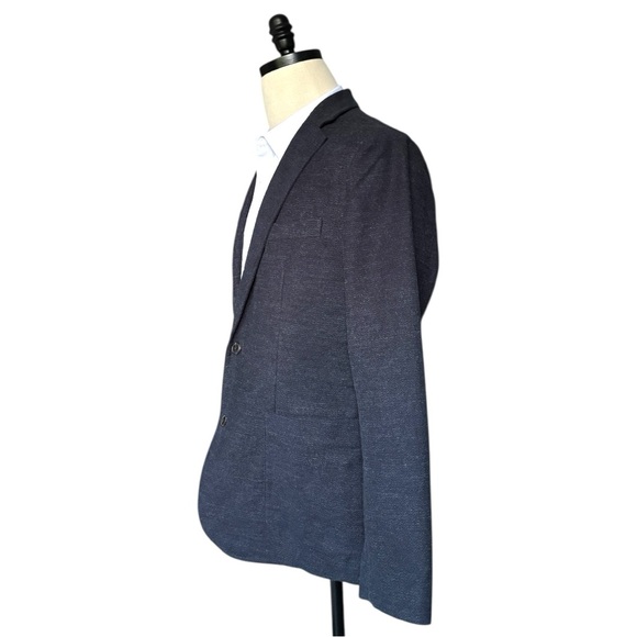 J. McLaughlin Lisbon H Navy solid soft cotton blend unstructured blazer| size 40 - Picture 2 of 16